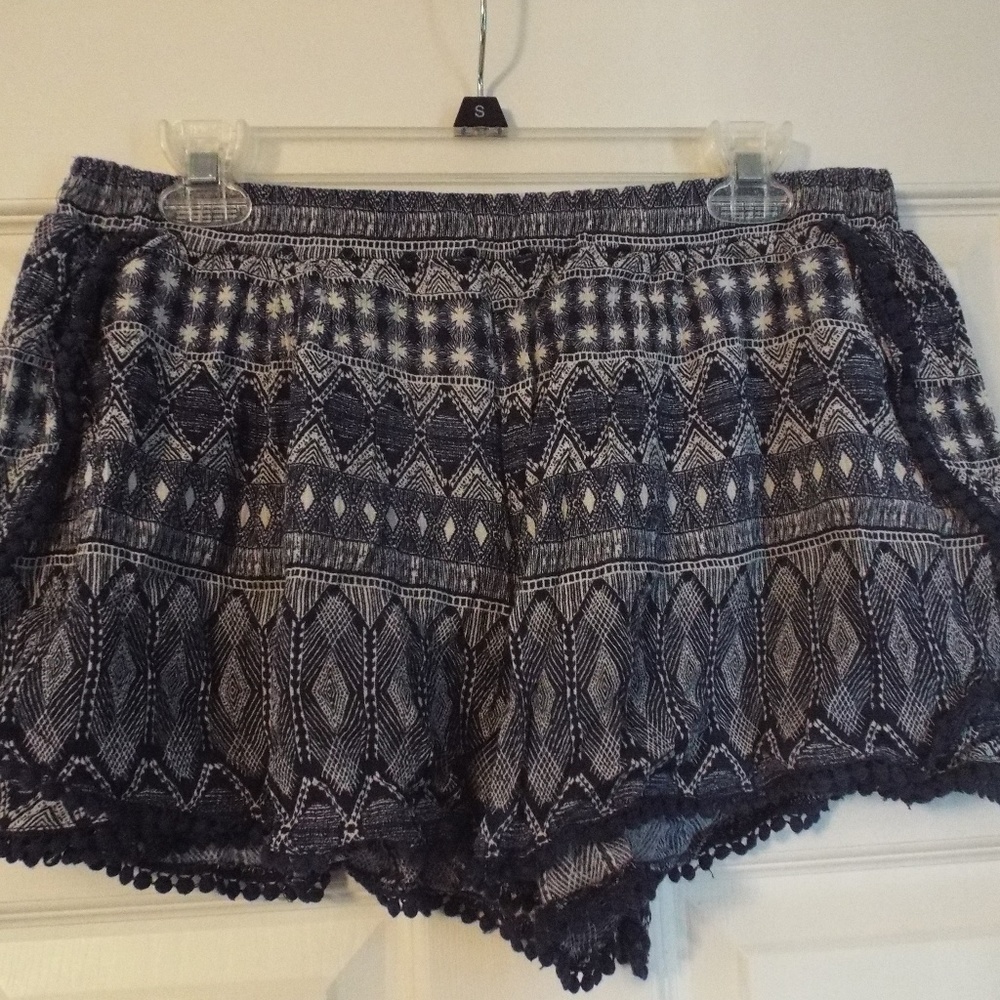 Blue Ruffle Pom Pom Shorts